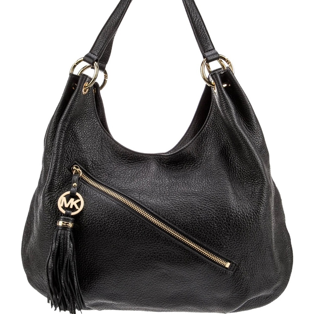Michael Kors Black Leather Hobo Bag with Gold Accents Women's Size OS authentic